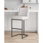 Manhattan Comfort Serena 17.71" Modern Leatherette Upholstered Barstool - White-Frame Made of Metal with Matte Black Finish