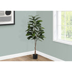 Monarch Specialties - Plante Artificielle - 52 po H - Arbre À Caoutchouc - Mis En Pot - Touche Réelle - Feuilles Vertes - Pot Noir-72 feuilles vertes réalistes, réglables et riches créent une apparence vivante