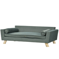 PawHut Modern Dog Sofa with Removable Pillow - Grey-Water-resistant fabric and wooden legs 