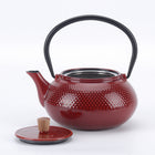 Minimal Enamelled Cast Iron Teapot - Dot Red - 0.6 L-Distributes heat evenly, maintains temperature longer