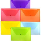 JAM Paper - Env. en plastique à fermeture bouton-pression, livret légal, 9,75 x 14,5 po, couleurs poly, 12/pqt (219S0ASSRTDG)-Assortiment de six enveloppes en plastique à fermeture à bouton et ficelle de format légal : Rouge, bleu, vert lime, jaune, orange et violet