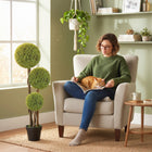 HOMCOM - Arbre topiaire artificiel à trois boules en buis 45 po - vert - ensemble de 2-Convient pour la maison, le bureau ou l'extérieur, offrant une touche naturelle à tout espace 