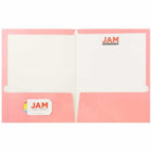 JAM Paper Laminated Two-Pocket Glossy Presentation Folders - Baby Pink - 6 Pack-Quantity: 6 Folders per Pack | One for each subject & project