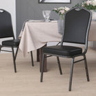 Flash Furniture – Chaise de banquet empilable Hercules à dossier en couronne, vinyle noir avec cadre à veine argent-Siège et dossier rembourrés