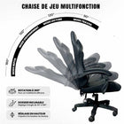MotionGrey - Fauteuil de bureau ergonomique de direction avec réglage en hauteur, appui-tête et coussins lombaires - Noir-Soutien réglable – Équipée de supports lombaire et d’appui-tête réglables, la chaise présente un design ergonomique intelligent qui épouse confortablement votre dos. Elle combine fonctionnalité et esthétique élégante, idéale pour les gamers professionnels et les espaces de bureau modernes