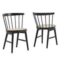 Modway Lykke Curved Spindle Back Dining Chairs - Black - 2 Pack-Set of 2 Dining Chairs