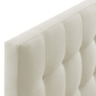 Modway - Lily Tissu rembourré Tête de lit complète, Ivoire-Distance complète en poteau bois - 52,95 pouces