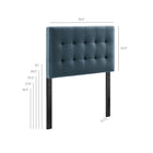 Modway Lily Stain-Resistant Performance Velvet Twin Size Headboard - Cadet Blue-Twin Size Headboard