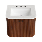 Modway - Zia Support mural de 24" Meuble de salle de bain avec lavabo en marbre - Noyer-Matchs non inclus