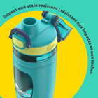 Bubba - Bouteille d’eau pour enfants Flo bubba, 473 ml, large ouverture, manchon en silicone, couvercle à bouton-poussoir, scuba/lumière vive-Le manchon en silicone facile à saisir garde les boissons froides plus longtemps, réduit la condensation et se retire pour un nettoyage complet