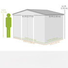 Outsunny - Abri de jardin 9,1' x 6,4' x 6,3' avec kit de fondation en acier-Toit incliné empêche l'humidité et la pluie de stagner
