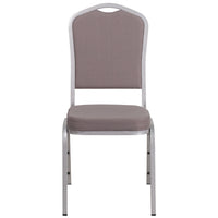Flash Furniture HERCULES Series Crown Back Stacking Banquet Chair in Grey Dot Fabric - Silver Frame-Multipurpose Banquet Chair