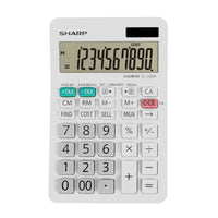 Sharp EL330W 10-Digit Handheld Calculator - Grey -Business Desktop Calculator With 10 Digits