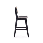 Manhattan Comfort Versailles 15.75" Industry Chic Counter Stool - Black and Natural Cane - 3 Pack-Features an Ashwood Foot Rest