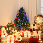 HOMCOM 2.5' Pre-Lit Artificial Tabletop Christmas Tree - Geen-Beautiful pre-set light patterns, flashing modes for creative holiday twinkling 