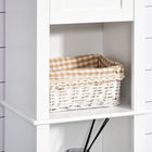 HOMCOM Tall Bathroom Storage Cabinet with Two-Tier Shelf and Two Doors - White-Features anti-tipping design, can be fixed to the wall for added security