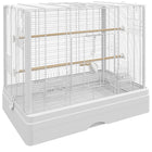 PawHut 22" H Bird Cage with Wooden Stands, Slide-Out Tray, Handle and Food Containers - White-Spacious living area, with 0.4" (1 cm) of spacing - finches, canaries, budgies, love birds and other small birds 