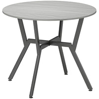 HOMCOM - Table à manger ronde avec structure en acier pour cuisine - gris-Le style moderne s’intègre parfaitement à la plupart des décorations d’intérieur 