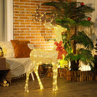 Outsunny Light Up Reindeer Christmas Decoration with 137 LED Lights - Gold-Includes 4 ground stakes and 5 zip ties for stability 