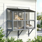 PawHut Catio Outdoor Cat Enclosure Window Box 51.2" L - Grey-This catio has a solid fir wood frame for stability and longevity