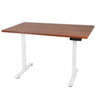 Ezywork - Bureau assis-debout électrique à double moteur, largeur étendue et hauteur réglable - Structure blanche / Plateau en noyer foncé-Électrique avec DOUBLE MOTEUR