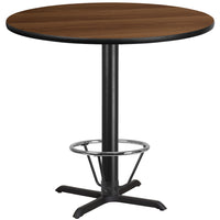 Flash Furniture Dessus de table rond de 42 po en stratifié de noyer avec anneau de pied-Table d'hospitalité à hauteur de bar