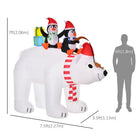 HOMCOM 7' Inflatable Polar Bear with Two Penguins Christmas Decorations-Quickly deflates for fast and easy storage 
