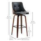 HOMCOM Bar Height PU Leather Swivel Bar Stools - Black - 2 Pack-The footrest helps maintain a relaxed body posture
