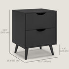 HOMCOM - Table de nuit moderne avec 2 tiroirs et pieds en bois - noir-Poignées découpées pour une ouverture facile des tiroirs 