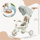 Qaba - Tricycle 7 en 1 pour tout-petits avec poignée parentale réglable et amovible - blanc crème-Le siège en PU souple et le dossier réglable offrent un confort pour les longues promenades 