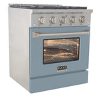 Kucht 30" KNG Series Pro Style Natural Gas Range - Stainless Steel/Light Blue-Full stainless steel range with a professional handle for the ultimate cooking experience