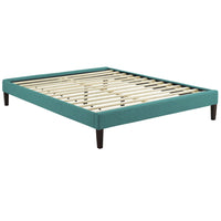 Modway - Tessie Tissu Cadre de lit queen avec pieds carrés effilés, Sarcelle-Cadre en bois massif