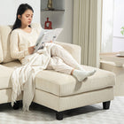HOMCOM - Canapé en forme de L avec méridienne - beige-La silhouette élégante et le revêtement texturé complètent un style moderne 
