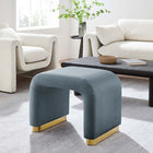 Modway Koda Performance Velvet Waterfall Stool - Brass/Cadet Blue-Metal Base