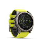 Garmin - fēnix 8 – 51 mm, saphir solaire, titane avec bracelet en silicone jaune/graphite Amp-8