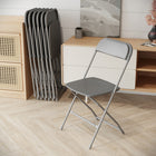Flash Furniture HERCULES Series Premium Grey Plastic Folding Chair - 10 Pack-Folded Size: 17.5"W x 2.5"D x 38.25"H