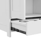 PawHut Dog Feeding Station with Storage, Adjustable Panel and Hooks - White-Colour: White, Rustic Brown 
