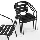 Flash Furniture - Chaise empilable de restaurant en métal noir avec lattes en aluminium-Finition du cadre en acier noir