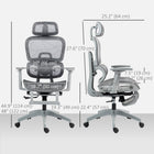HOMCOM Ergonomic High Back Mesh Office Chair - Grey-Breathable mesh fabric panels keeps you cool
