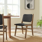 Modway Saoirse Woven Rope Wood Dining Side Chair - Walnut/Black - 2 Pack-Assembly Required