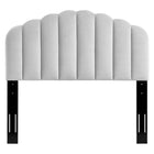 Modway Veronique Performance Velvet Full/Queen Headboard - Light Grey-Scalloped Edge Accents