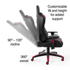 Emerge Vartan Bonded Leather Gaming Chair - Red-Overall Dimensions: 49.9" - 53.8" H x 29.2" W x 27.6" D