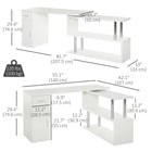 HOMCOM - Bureau d'ordinateur en forme de l - 55 po L x 42,25 po l x 29,25 po H - blanc-Grand plateau en panneau de particules, stable pour poser ordinateur et fournitures scolaires ou de bureau