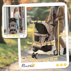 PawHut Deluxe 3-Wheel Pet Stroller with Brake, Canopy and Cupholders - Red-Breathable mesh windows keep pets cool and comfortable 