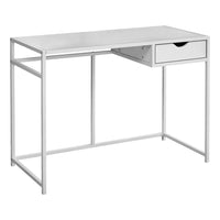 Monarch Specialties 7570 42" Computer Desk - White/White Metal-Computer desk with 1 small storage drawer featuring a comfortable cutout handle and metal drawer slides