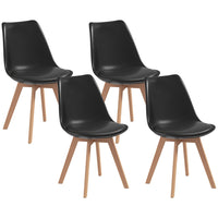 HOMCOM Modern Dining Chairs with PU Leather Cushion & Wood Frame - Black - Set of 4-Set of four for a matching look in the home and dining areas