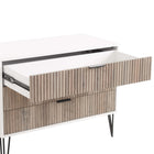 Manhattan Comfort DUMBO 35.19" Modern Dresser - White and Grey-Stylish Splayed Gold Metal Legs Adding Seamless Fashion Design and Durability.