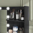 HOMCOM Vanity Desk with Mirror and Lights - 38.6" L x 17.7" W x 54.3" H - Black-Non-slip pads prevent your floor from damage 
