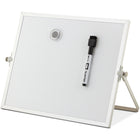 Quartet Double Sided Magnetic Dry Erase and Cork Board - 12” x 10” -VERSATILE APPLICATIONS: With an adjustable aluminum stand that rotates 360°, this board adapts to your needs. Hang it on the wall for a sleek look, use it as an easel on your desk for creative brainstorming, or lay it flat as a handy notepad for quick notes