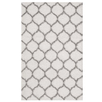 Modway Solvea Moroccan Trellis Shag Area Rug - 5 ft W x 8 ft L - Ivory/Grey-Moroccan Trellis Shag Area Rug